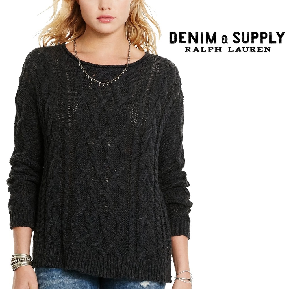 Denim & Supply Ralph Lauren Cable-Knit Sweater BLK